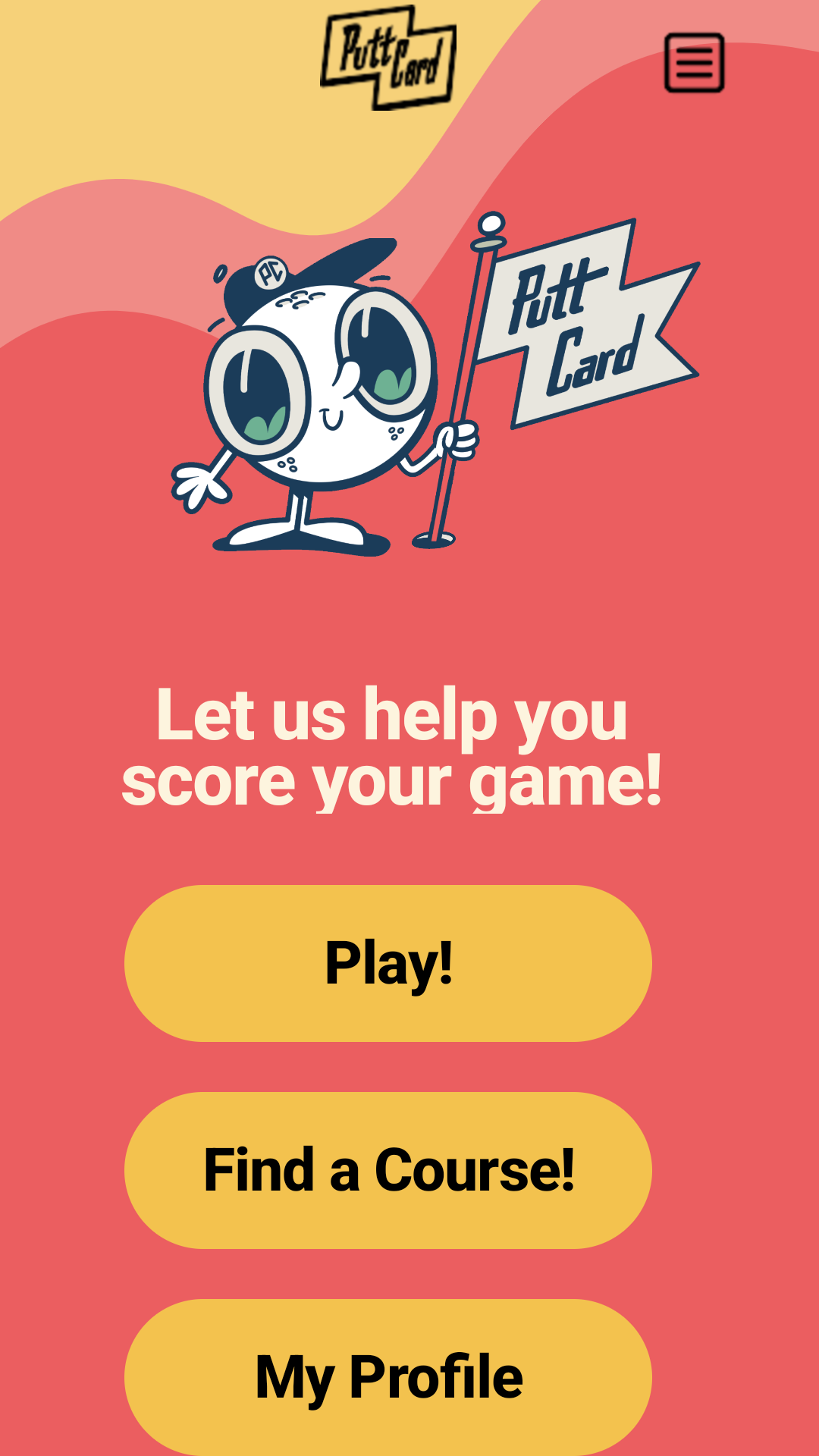 The Puttcard home screen on iPhone