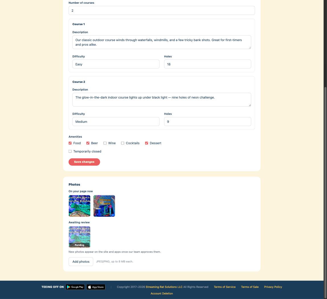 The Puttcard photo manager showing live photos and one pending review