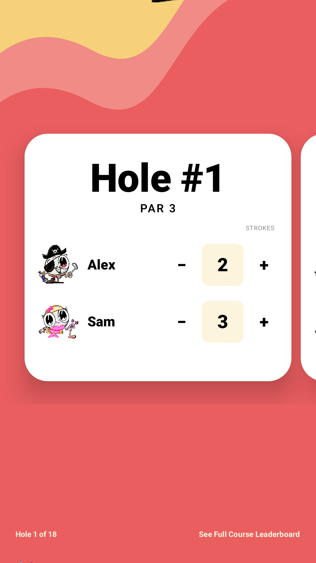 Keeping score hole by hole in Puttcard
